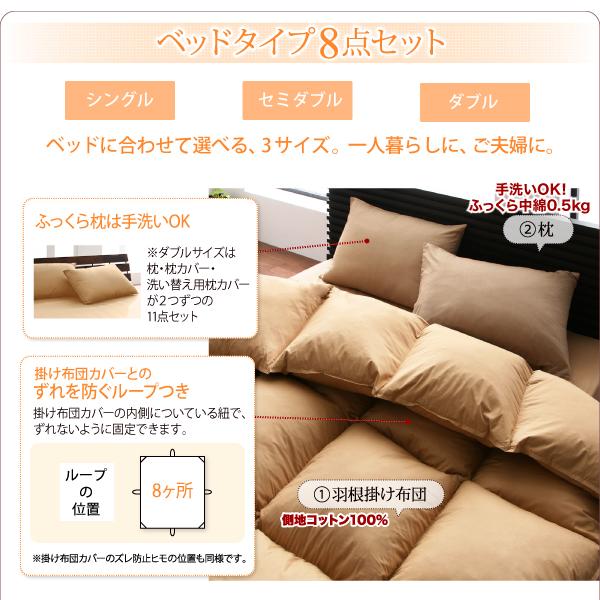 布団 布団セット シングル 羽根布団8点セット ベッドタイプor和タイプ