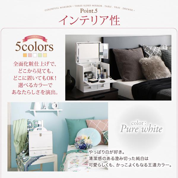 五面鏡コスメボックス SEMI-TU 5色から選べる 三面鏡 メイクボックス コスメボック
