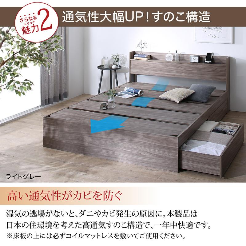 ベッド ベッドフレームのみ ダブル ベッドフレーム キャスター付き引き 出し収納 木製ベッド コンセント付き 収納ベッド ベッドフレームは10色｜heartfelt2｜07