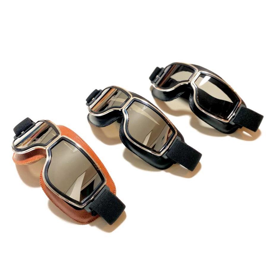 バイク ゴーグル スモーク レトロ 防風 ビンテージ 反射 おしゃれ スノボ 眼鏡対応 防塵 |  | 10