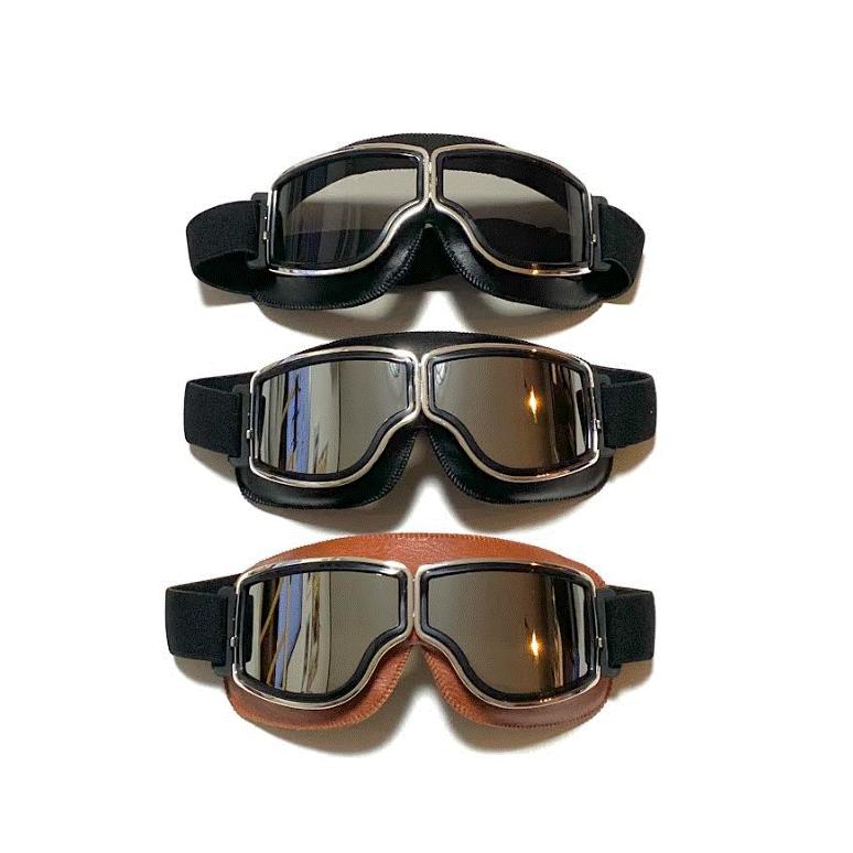 バイク ゴーグル スモーク レトロ 防風 ビンテージ 反射 おしゃれ スノボ 眼鏡対応 防塵 |  | 12