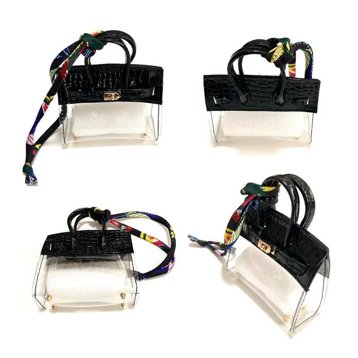 バッグチャーム スマートキーケース エアーポッズケース ミニバッグ 小物入れ スカーフ タッセル装飾 |  | 08