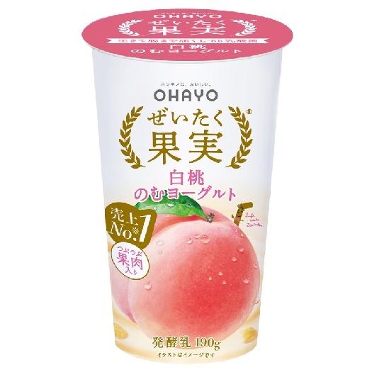 22秋冬新作 ぜいたく果実 白桃のむヨーグルト 190ｇ 12本 クール便でお届け オハヨー乳業