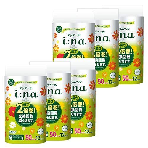 割引特売中 エリエール イーナ トイレットペーパー 2倍巻き 50m 72ロール 12ロール 6パック ダブル パルプ100 華やぐフロー 全部半額 Www Superavila Com