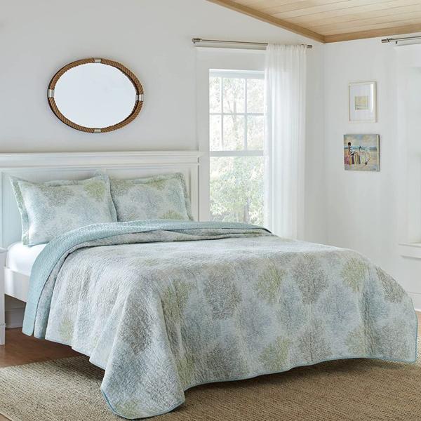 【キング】 Laura Ashley ローラ アシュレイ Saltwater ベッドカバー・セット （ソルトブルー） 243×264cm