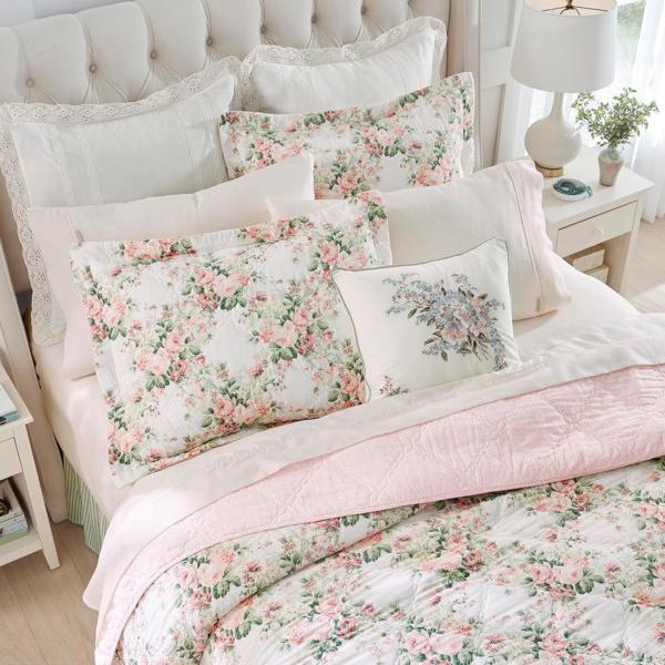 【キング】　Laura Ashley ローラ アシュレイ　Joyce Pink ベッドカバー・セット （ジョイス・ピンク）　243×264cm　ベッドスプレッド1枚＆枕カバー2枚｜heartlandtrading｜02