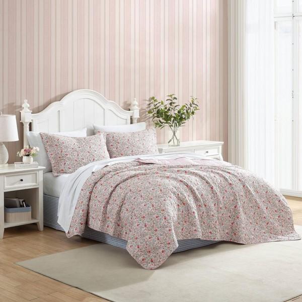 【キング】 Laura Ashley ローラ アシュレイ Rowena Pink ベッドカバー・セット （ロウェナ・ピンク） 243×