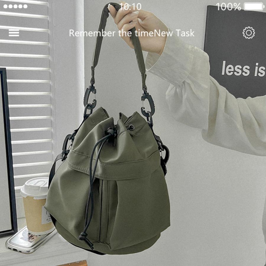 ショルダーバッグ 巾着 ミリタリー バゲット 2way レディース 軽量
