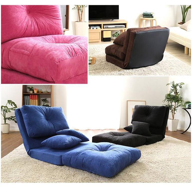 新品未使用　３WAYソファベッド　リクライニング　クッション２個付き　ネイビー 3Way ソファベッド 1人掛け 幅60cm 14段階 リクライニング クッション
