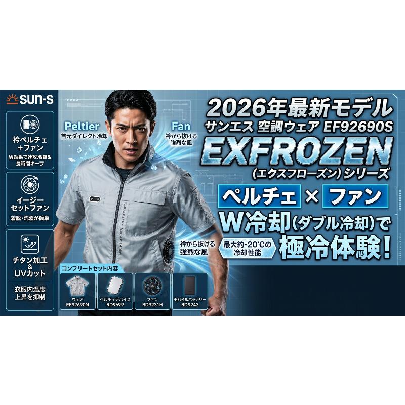 サンエス ペルチェ付き フルセット 空調ウェア 空調風神服 半袖 2026年