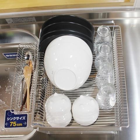 水切りラック 縦置き ワイド 箸置き付き 大容量 ステンレス 水切り