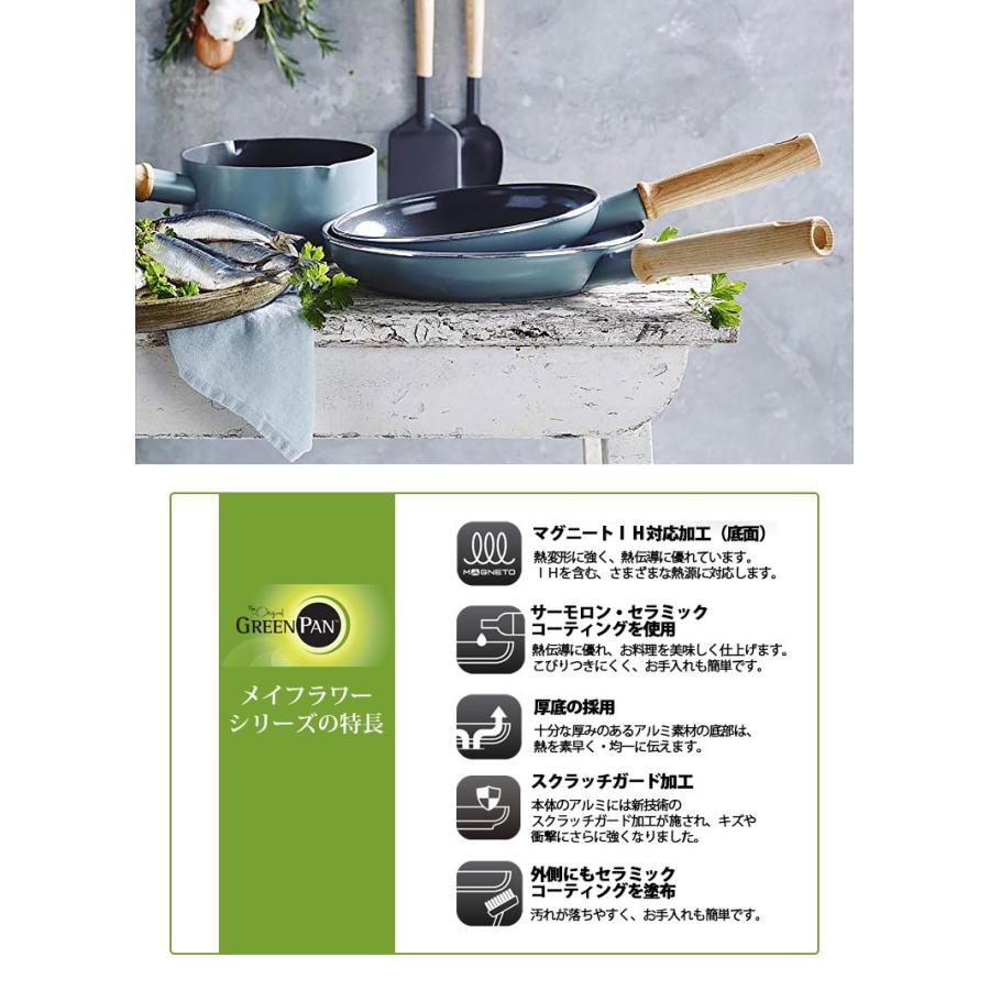 【正規品】GREEN PAN グリーンパン IH対応 セラミック ノンスティックコーティング フライパン 24cm 深さ5.6cm メイフラワー CC001897-001