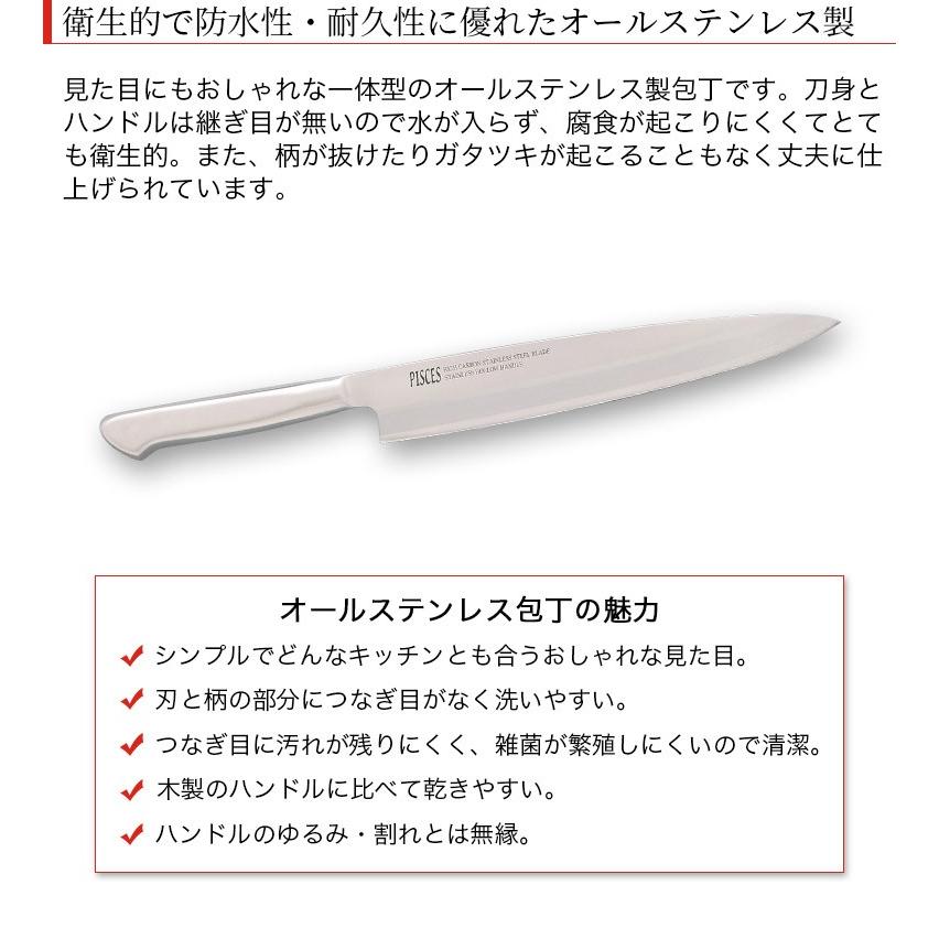 包丁 刺身包丁 オールステンレス 一体型包丁 刃渡り200mm 全長320mm