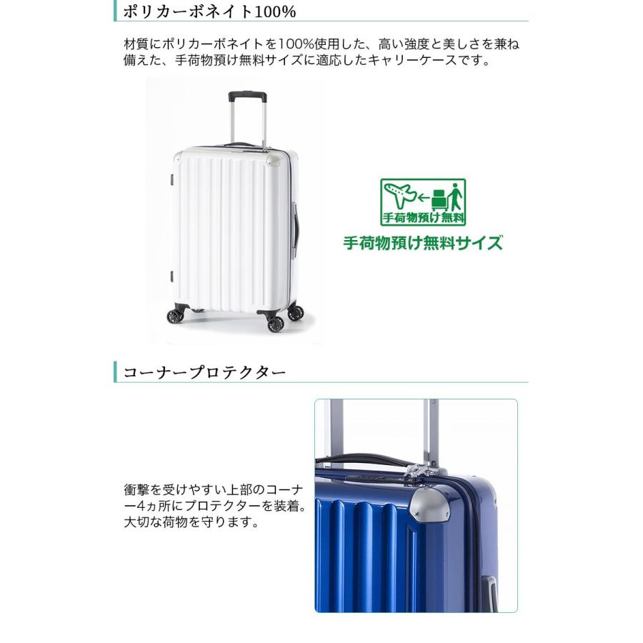 アジア・ラゲージ ハードキャリーケース 手荷物預け無料サイズ 66L 5〜7泊程度の旅行に最適 レッド ファスナータイプ ダブルホイールキャスター ALI-6008-24_2