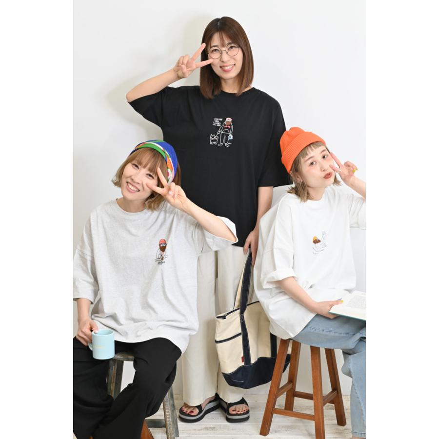 Tシャツ トップス ロゴ プリント 半袖 春 夏 BIGTEE レディース 天竺おじさんBOOKプリントBIGTEE｜heartmarket-s2｜09