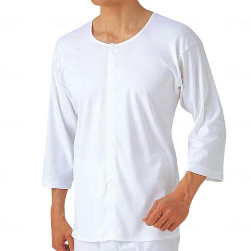 グンゼ　7分袖クリップシャツ　紳士用　S,M,L　HW6118 介護 入院用 前開き 肌着 下着 メンズ  入院 病院 着替え 白 クリップボタン