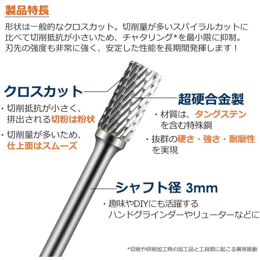 リューター ビット セット 3mm軸 10本セット 先端工具セット 超硬 