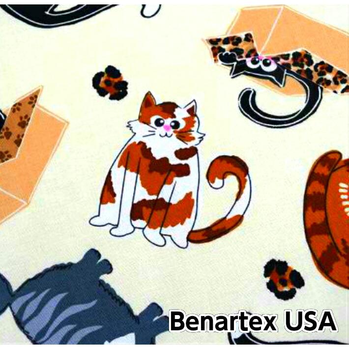 USA コットン/「Cat of the town」usa fabric/生地/布/綿/猫 USA コットン/「Cat of the town」usa fabric/生地/布/綿/猫