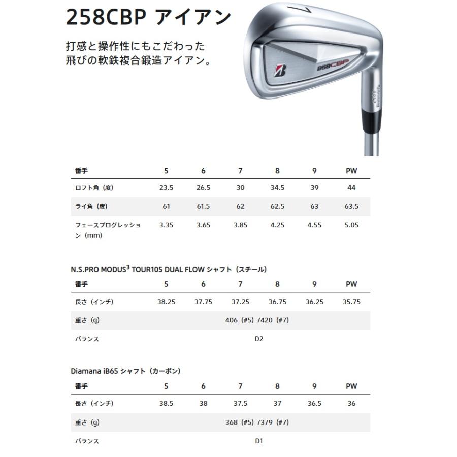 ブリヂストンゴルフ 258CBP 242CB+ 241CB 3種類コンボ アイアン6本セット(＃5〜９.PW) Zelos7/8【特注カスタムオーダー】の画像