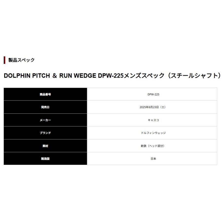 キャスコ ドルフィン ピッチ＆ラン ウェッジ DPW-225(48度）メンズスペック（スチールシャフト） DOLPHIN PITCH ＆ RUN WEDGEの画像