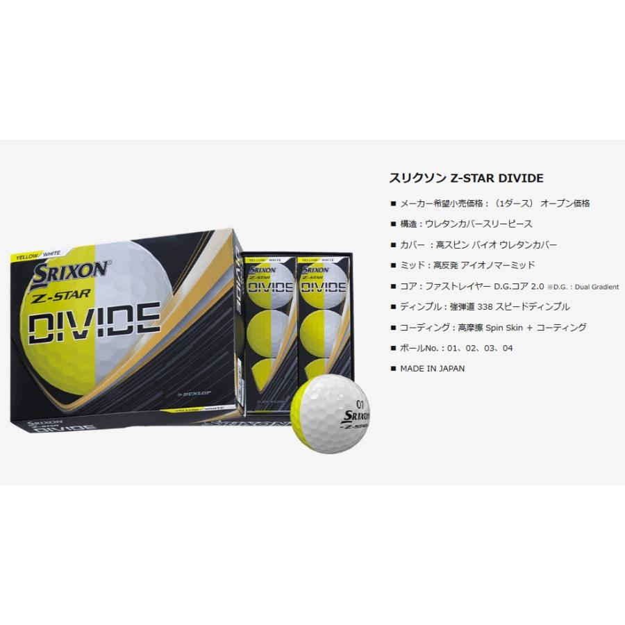 スリクソン Z-STAR.DIVIDE/5ダース Z-STAR DIVIDE ゼットスター ディバイド 5ダースセット販売 2025年モデル ゴルフボール_4
