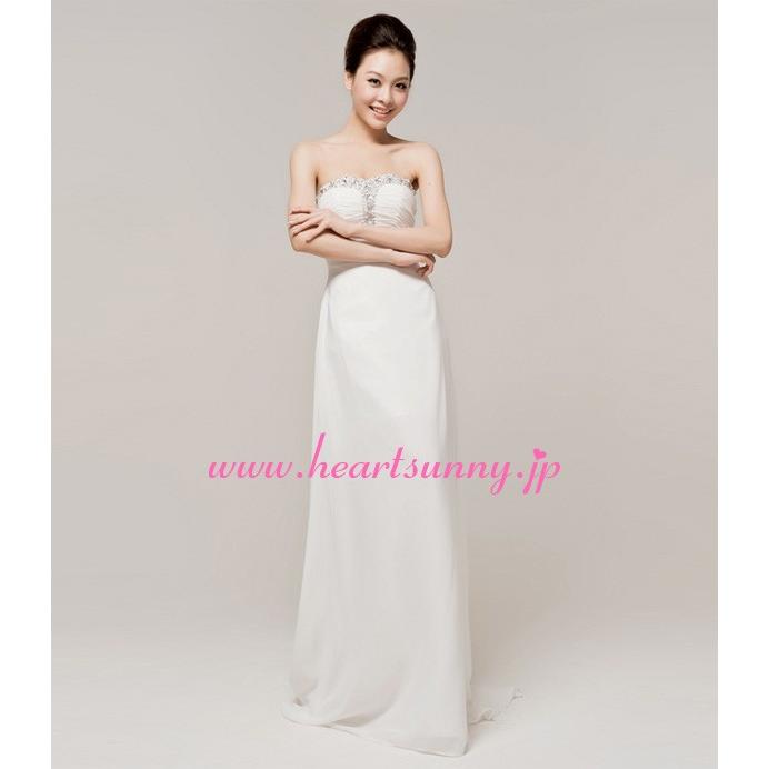 ウェディングドレス ダイヤ飾り折り目ビスチェ トレーン E204