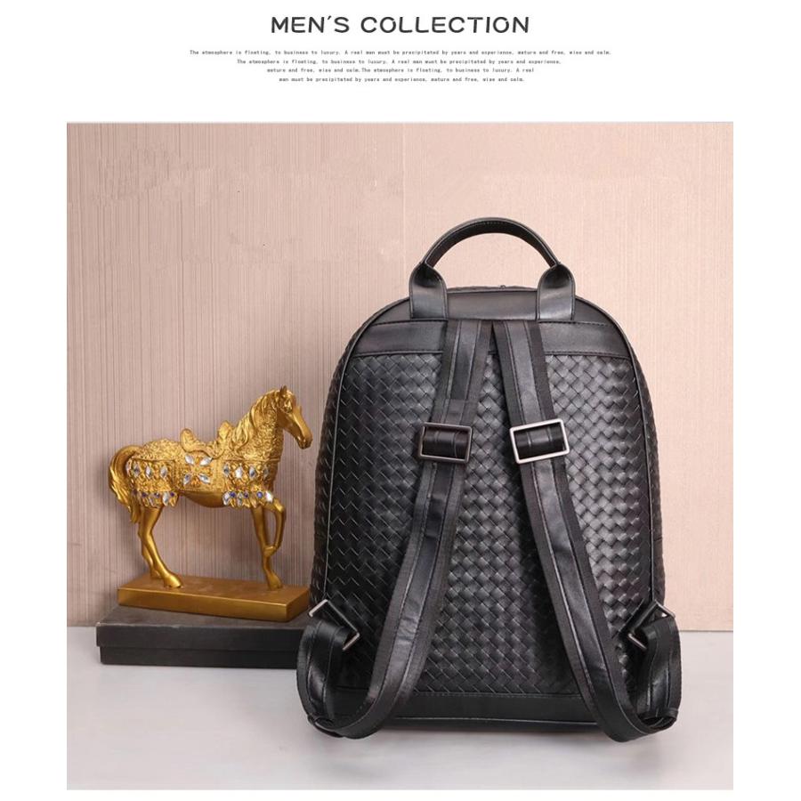 綺麗なイントレチャート 本革 バックパック リュックサック 14PC A4  