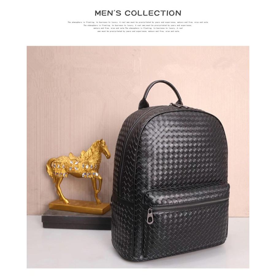 綺麗なイントレチャート 本革 バックパック リュックサック 14PC A4  