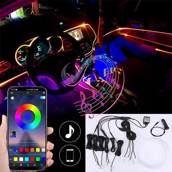 車 8m LED テープライト アンビエントライト  BANNAI 4個 足元ライト 付き  雰囲気ライト 補助照明 マルチカラー 無限調色 無段階調光 音楽御製  サイズ調節可能 の商品画像