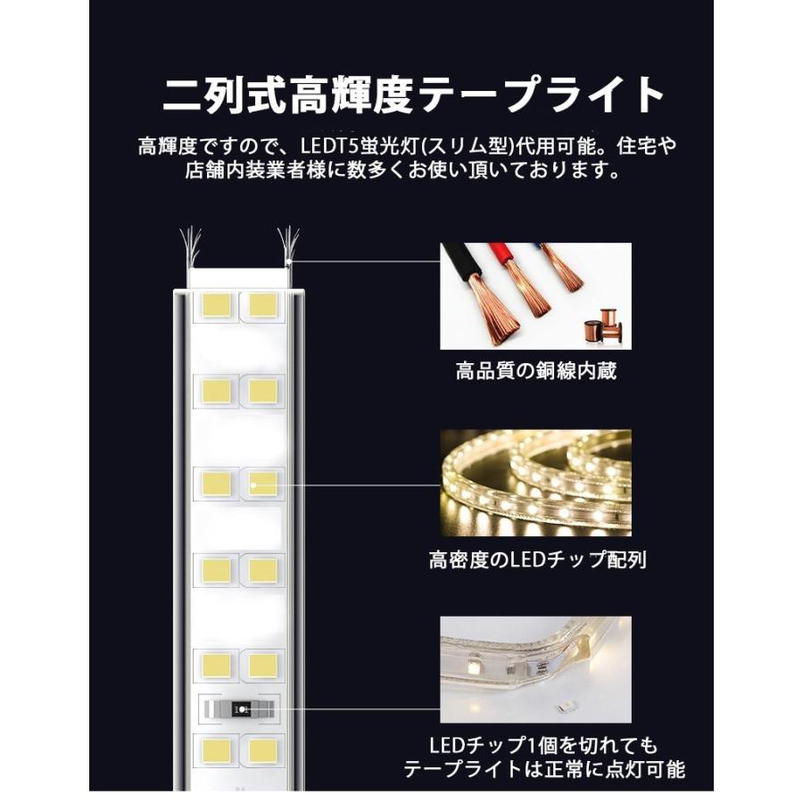 PSE認証済 LEDテープライト イルミネーション BANNAI コンセントプラグ 家庭用 AC100V 5M 180SMD/M 簡単便利 防水仕様 間接照明 棚照明 二列式 白色