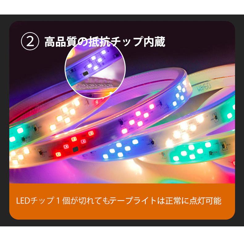 東京五輪で魅力 BANNAI ledテープライト RGB光流れる 100V ACアダプター 144SMD/M　50m リモコン付き PSE 防水 斜め二列式 簡単設置 明るい クリスマス 棚下照明 間接照明 CC1