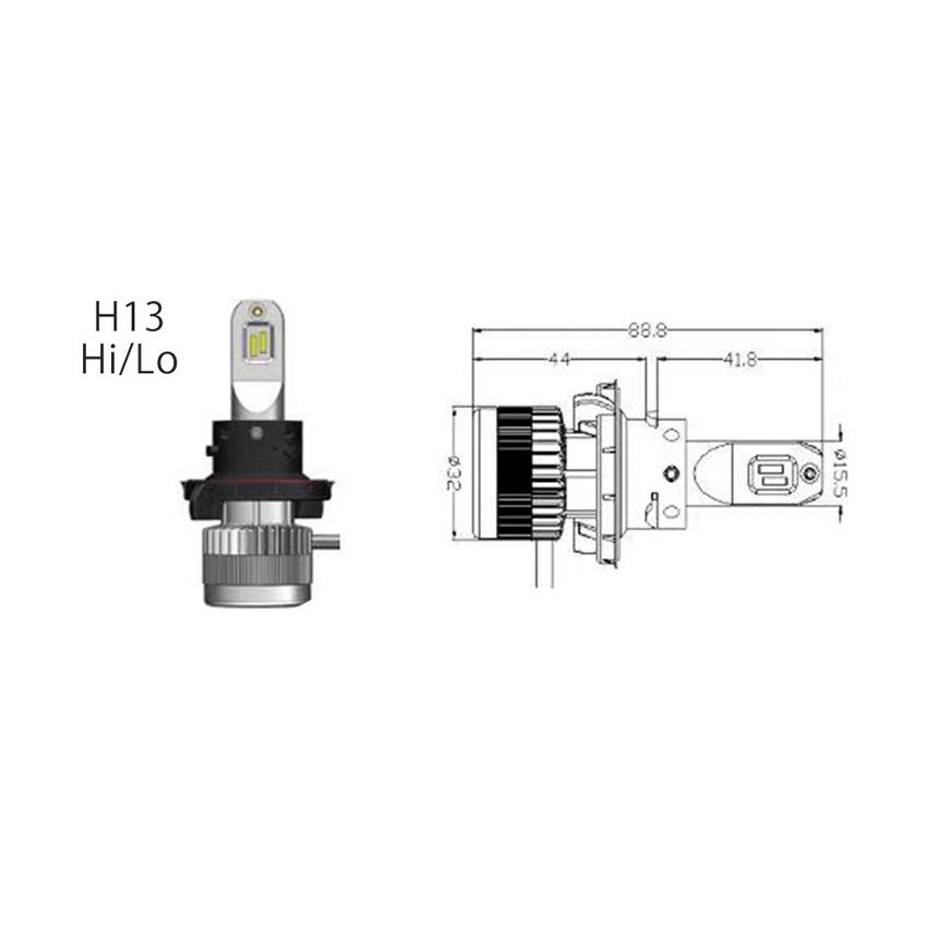 LEDヘッドライト H4/H13/HB1/HB5 車検対応 Hi/Lo 左右合計