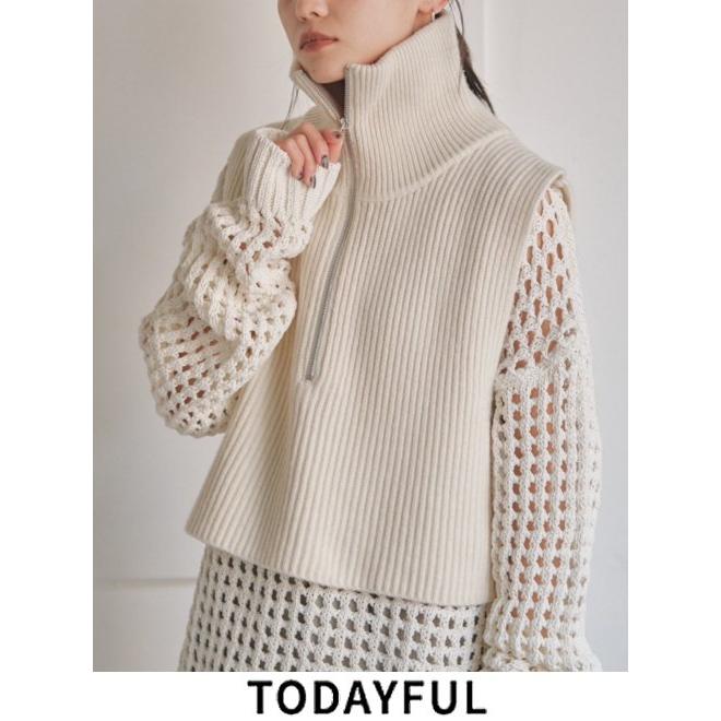 todayful ケーブルニット ジッパー付き セーター