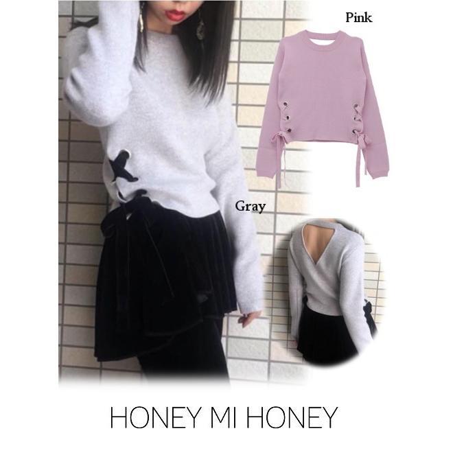 Honey mi Honey / ハニーミーハニー sidelaceup 2way knit 18秋冬. 18A-SW-09 ニットトップスレディース 60%OFF｜hearty-select