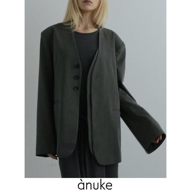 新品　anuke アンヌーク Collarless Over Jacket anuke（アンヌーク） Collarless Over Jacket☆ 25秋冬予約 62520106