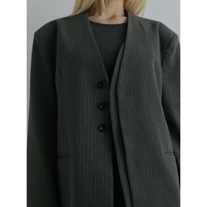 anuke（アンヌーク） Collarless Over Jacket☆ 25秋冬予約 62520106