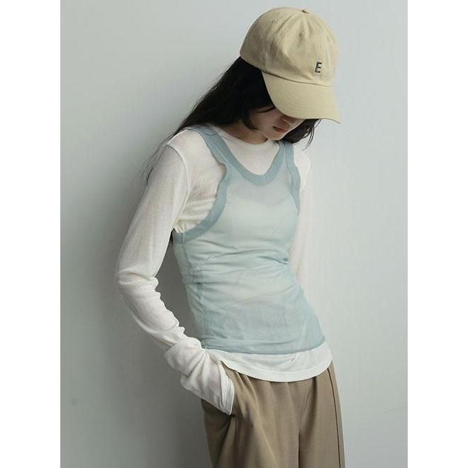 anuke（アンヌーク） (最終セール40%OFF) Layered Sheer Long T-shirts