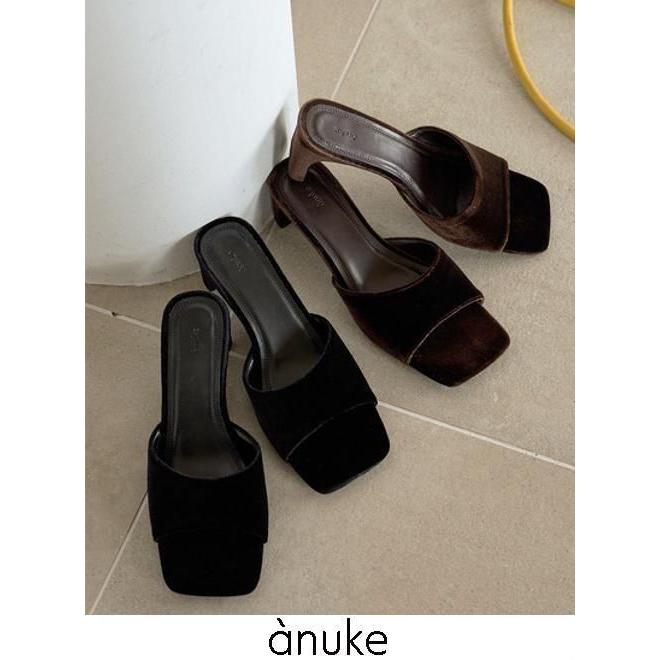 anuke（アンヌーク） Squaretoe Velour Mule☆ 26秋冬予約 62611027