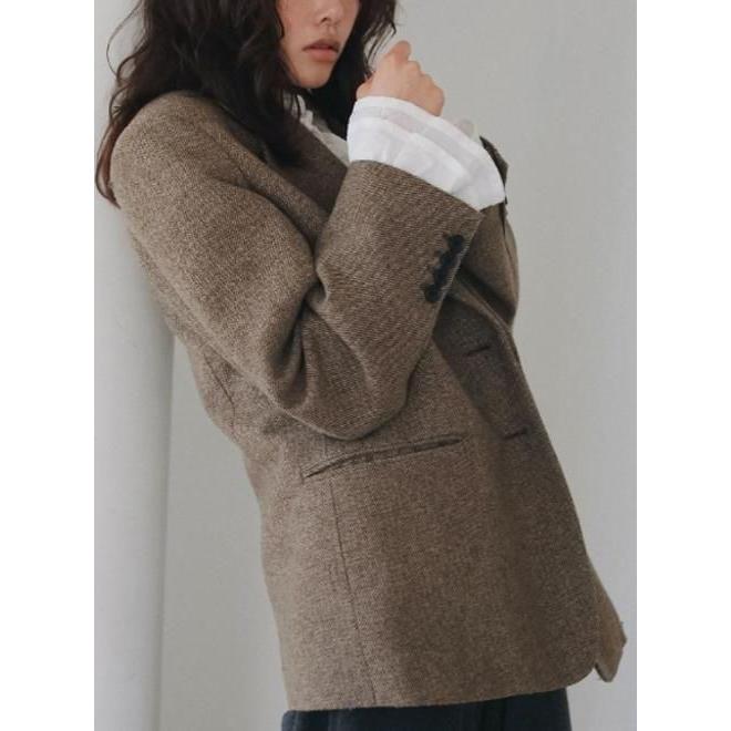 anuke Herringbone Wool Jacket ベージュ Herringbone Wool Jacket（テーラードジャケット）｜anuke（アンヌーク