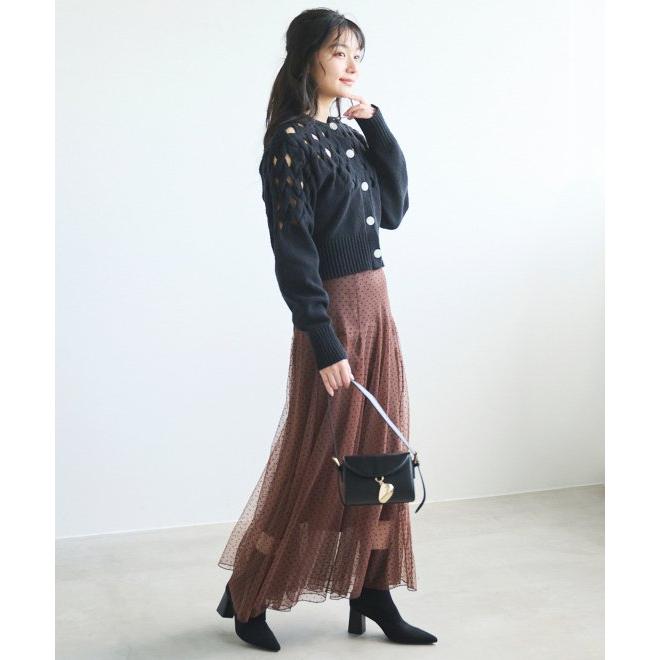 COCO DEALドットフロッキーチュールスカートトップスセット