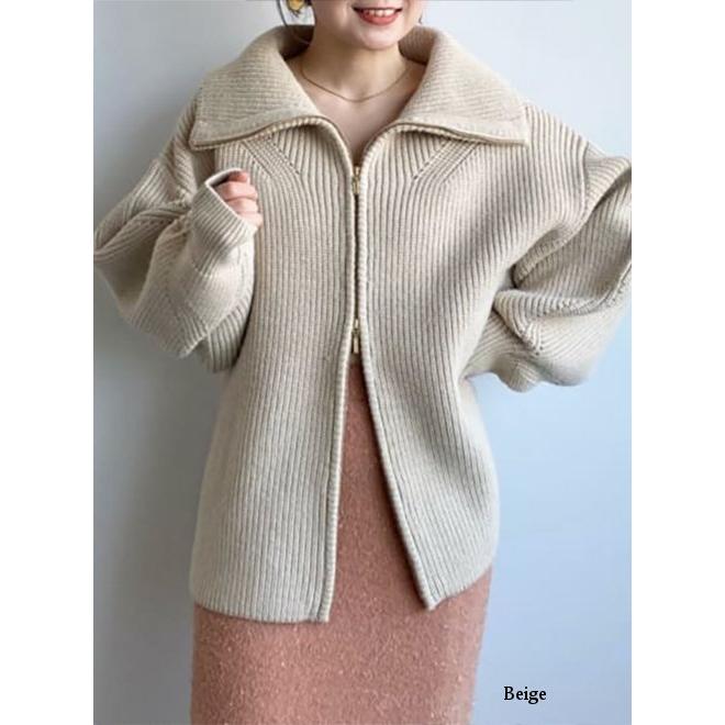 ココディール COCODEAL 片畦ジップアップロングカーディガン 24