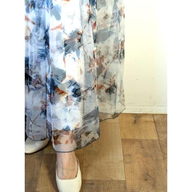 ココディール（COCO DEAL） アートプリントチュールレイヤーワンピース