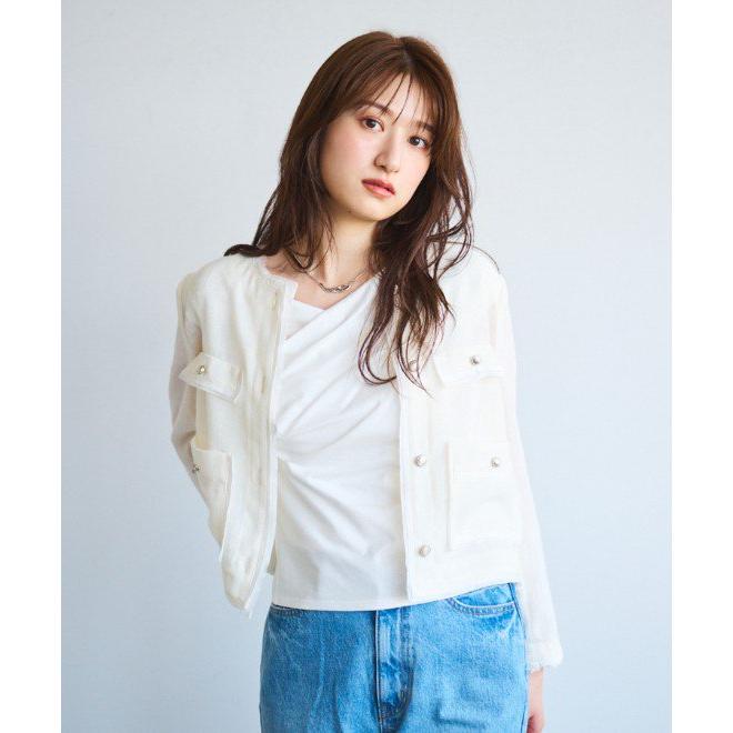 COCO DEAL シャツライクスウェードブルゾン ココディール（COCO DEAL） (セール30%OFF) 麻ライクノーカラーシャツ
