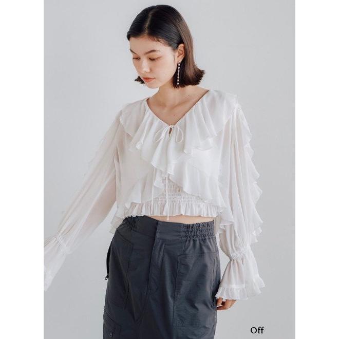 ココディール COCODEAL シフォンフリルカーディガン×T/Cカップ