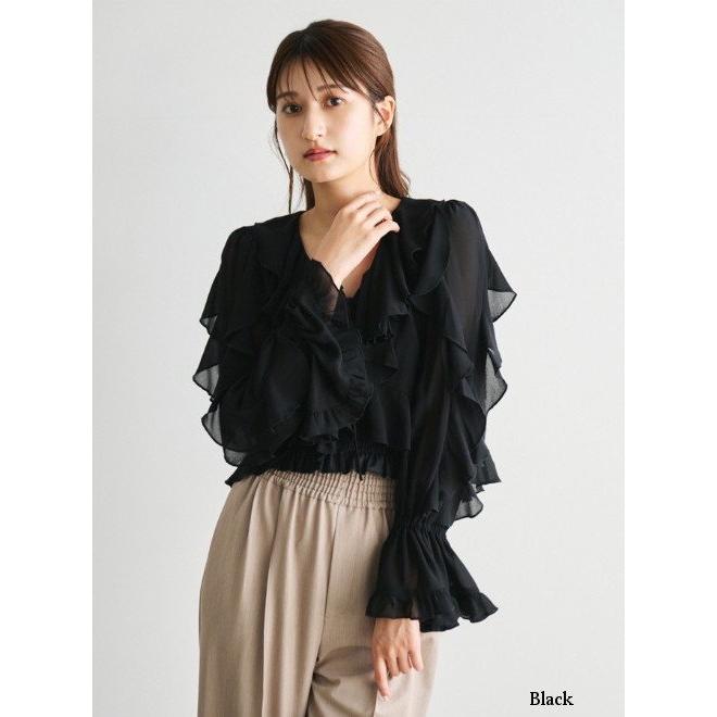 ココディール（COCO DEAL） シフォンフリルカーディガン×T/Cカップイン