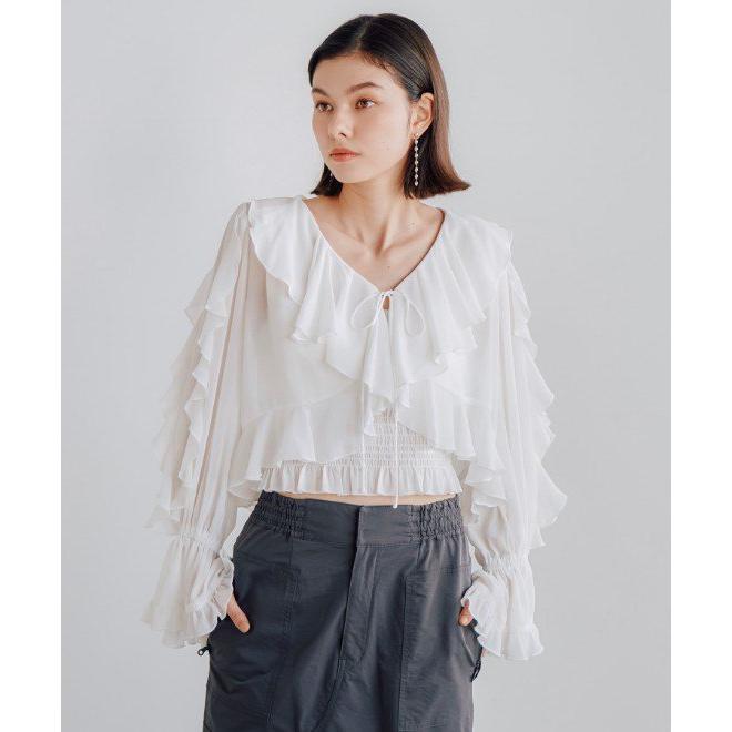 完売色　ココディール　新品タグ付　シャンブレーシフォンフリルスカパン　24AW COCO DEAL】シャンブレーシフォンフリルスカパン - メルカリ