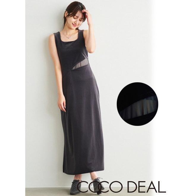 ココディール COCODEAL ベロアシアースリットチュールレイヤー  