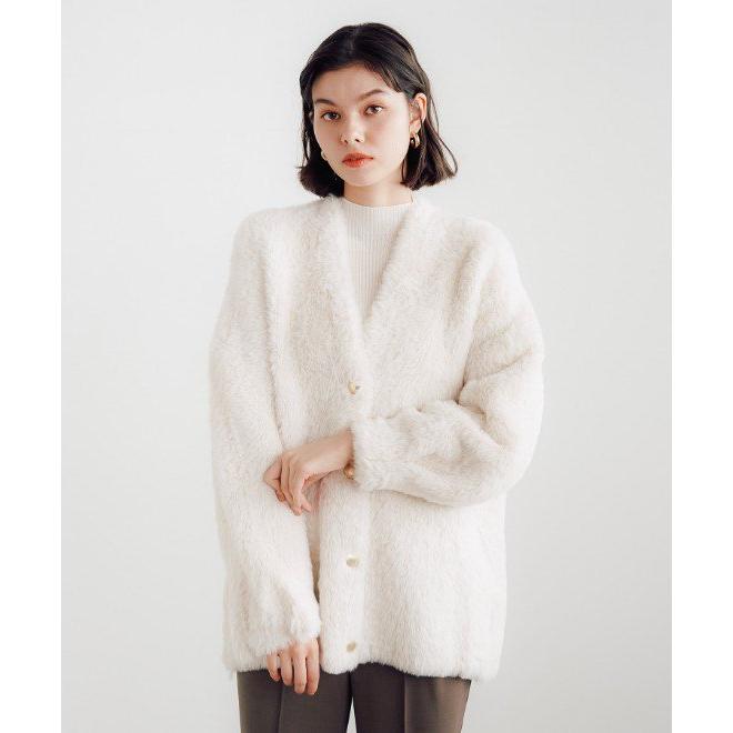 ココディール COCODEAL Wフェイスロングフェザーカーディガン 24