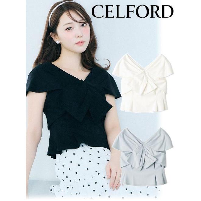 CELFORD（セルフォード） (10%OFF&300円OFF) リボンモチーフカットソー 