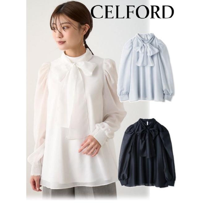 CELFORD /セルフォード ボウタイ付きシア―ブラウス 23秋冬 CELFORD /セルフォード ボウタイ付きシア―ブラウス 23秋冬